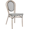image:imageFlash Furniture Marseille IndoorOutdoor Commercial Bistro Stack Chair  BlackWhite Textilene Back and Seat  LT Natural Bamboo Print Metal Frame  Set of 4Black  WhiteLight Natural Frame