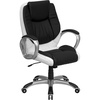 image:imageFlash Furniture MidBack Black and White LeatherSoft Executive Swivel Office Chair with Arms