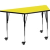 image:imageFlash Furniture Mobile 225W x 45L Trapezoid Grey HP Laminate Activity Table  Standard Height Adjustable LegsYellow