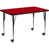 image:imageFlash Furniture Mobile 30W x 60L Rectangular Yellow Thermal Laminate Activity Table  Standard Height Adjustable LegsRed
