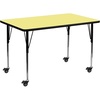 image:imageFlash Furniture Mobile 30W x 60L Rectangular Yellow Thermal Laminate Activity Table  Standard Height Adjustable LegsYellow