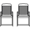 image:imageFlash Furniture Mystic Folding Patio Sling Chairs Outdoor Textilene Lawn Chairs with Armrests Set of 2 GrayBlack