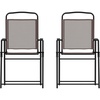 image:imageFlash Furniture Mystic Folding Patio Sling Chairs Outdoor Textilene Lawn Chairs with Armrests Set of 2 GrayBrown