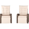 image:imageFlash Furniture Nemo IndoorOutdoor Patio Wicker Rattan Recliner Lounge Chair with FlipUp Side Table Set of 2 BeigeBrownBeige CushionsBrown Frame