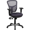 image:imageFlash Furniture Nicholas MidBack Swivel Desk Chair with Wheels Mesh Back Padded Seat and Armrests Adjustable Height Mesh Ergonomic Office Chair BlackDark Gray