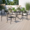 image:imageFlash Furniture Oia Commercial Grade 3525 Round Black IndoorOutdoor Steel Patio Table Set with 4 Round Back ChairsBlack