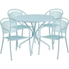 image:imageFlash Furniture Oia Commercial Grade 3525 Round Black IndoorOutdoor Steel Patio Table Set with 4 Round Back ChairsSky Blue
