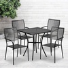 image:imageFlash Furniture Oia Commercial Grade 355 Square Black IndoorOutdoor Steel Patio Table Set with 4 Square Back ChairsBlack