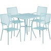 image:imageFlash Furniture Oia Commercial Grade 355 Square Black IndoorOutdoor Steel Patio Table Set with 4 Square Back ChairsSky Blue