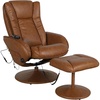 image:imageFlash Furniture Poppy Massaging MultiPosition Plush Recliner with Side Pocket and Ottoman in Black LeatherSoftBrown
