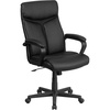 image:imageFlash Furniture Raya High Back Black LeatherSoft Executive Swivel Office Chair with Slight Mesh Accent and Arms