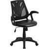 image:imageFlash Furniture Sam MidBack Designer Black Mesh Swivel Task Office Chair with LeatherSoft Seat and Open ArmsBlack LeathersoftMesh