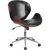image:imageFlash Furniture Tana MidBack Mahogany Wood Conference Office Chair in White LeatherSoftBlack LeathersoftWalnut Frame