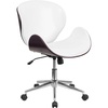 image:imageFlash Furniture Tana MidBack Mahogany Wood Conference Office Chair in White LeatherSoftWhite LeathersoftMahogany Frame