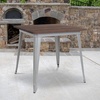 image:imageFlash Furniture Toby 315 Square Black Metal Indoor Table with Walnut Rustic Wood TopSilver