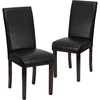 image:imageFlash Furniture Traditional Black LeatherSoft Upholstered Panel Back Parsons Dining ChairBlack