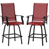 image:imageFlash Furniture Valerie Patio Bar Height Stools Set of 2 AllWeather Textilene Swivel Patio Stools with High Back amp Armrests in RedRed