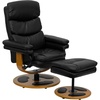 image:imageFlash Furniture Whitney Contemporary MultiPosition Recliner and Ottoman with Wood Base in Black LeatherSoft