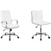 image:imageFlash Furniture Whitney High Back Desk Chair  White LeatherSoft Executive Swivel Office Chair with Chrome Frame amp Alan Low Back Designer Armless White Ribbed Swivel Task Office Chair