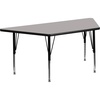 image:imageFlash Furniture Wren 225W x 45L Trapezoid Grey HP Laminate Activity Table  Height Adjustable Short LegsGrey