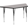 image:imageFlash Furniture Wren 225W x 45L Trapezoid Oak HP Laminate Activity Table  Standard Height Adjustable LegsGrey