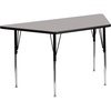 image:imageFlash Furniture Wren 29W x 57L Trapezoid Grey HP Laminate Activity Table  Standard Height Adjustable LegsGrey