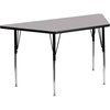 image:imageFlash Furniture Wren 29W x 57L Trapezoid Oak Thermal Laminate Activity Table  Standard Height Adjustable LegsGrey