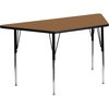 image:imageFlash Furniture Wren 29W x 57L Trapezoid Oak Thermal Laminate Activity Table  Standard Height Adjustable LegsOak