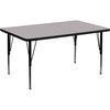 image:imageFlash Furniture Wren 30W x 48L Rectangular Grey Thermal Laminate Activity Table  Height Adjustable Short LegsGrey