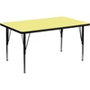 image:imageFlash Furniture Wren 30W x 48L Rectangular Grey Thermal Laminate Activity Table  Height Adjustable Short LegsYellow