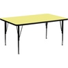 image:imageFlash Furniture Wren 30W x 60L Rectangular Yellow Thermal Laminate Activity Table  Height Adjustable Short LegsYellow