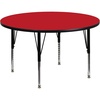 image:imageFlash Furniture Wren 48 Round Grey HP Laminate Activity Table  Height Adjustable Short LegsRed