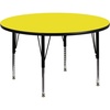 image:imageFlash Furniture Wren 48 Round Grey HP Laminate Activity Table  Height Adjustable Short LegsYellow