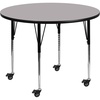 image:imageFlash Furniture Wren Mobile 48 Round Grey Thermal Laminate Activity Table  Standard Height Adjustable LegsGrey