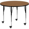 image:imageFlash Furniture Wren Mobile 48 Round Grey Thermal Laminate Activity Table  Standard Height Adjustable LegsOak
