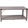 image:imageFlash Furniture Wyatt Modern Farmhouse 2 Tier Coffee Table  Aspen Gray Engineered Wood Frame  Black Metal Crisscross Side Braces and Corner AccentsGray Wash
