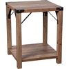 image:imageFlash Furniture Wyatt Modern Farmhouse 2 Tier Side Table  Gray Wash Engineered Wood Frame  Black Metal Crisscross Side Braces and Corner AccentsRustic Oak