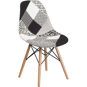 image:imageFlash Furniture 2 Pack Elon Series Milan Patchwork Fabric Chair with Wooden LegsTurin Patchwork