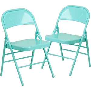 image:imageFlash Furniture 2 Pack HERCULES COLORBURST Series Tantalizing Teal Triple Braced amp Double Hinged Metal Folding Chair2