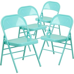 image:imageFlash Furniture 2 Pack HERCULES COLORBURST Series Tantalizing Teal Triple Braced amp Double Hinged Metal Folding Chair4