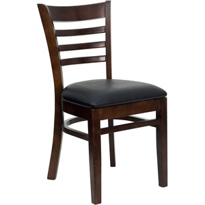 image:imageFlash Furniture 2 Pack HERCULES Series Ladder Back Cherry Wood Restaurant Chair  Burgundy Vinyl SeatBlack Vinyl SeatWalnut Wood Frame