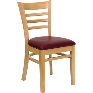 image:imageFlash Furniture 2 Pack HERCULES Series Ladder Back Cherry Wood Restaurant Chair  Burgundy Vinyl SeatBurgundy Vinyl SeatNatural Wood Frame