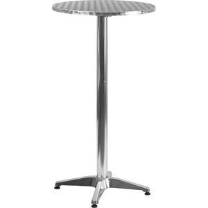 image:imageFlash Furniture 2325 Round Aluminum IndoorOutdoor Bar Height Table with FlipUp Top HeavyDuty Aluminum FlipUp Top Cocktail Table SilverAluminum