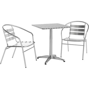 image:imageFlash Furniture 235 Square Aluminum IndoorOutdoor Table Set with 2 Slat Back ChairsAluminum