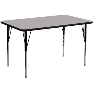 image:imageFlash Furniture 24W x 48L Rectangular Grey Thermal Laminate Activity Table  Standard Height Adjustable LegsGrey