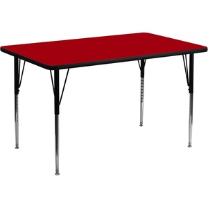 image:imageFlash Furniture 24W x 48L Rectangular Grey Thermal Laminate Activity Table  Standard Height Adjustable LegsRed