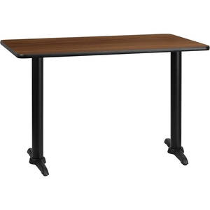 image:imageFlash Furniture 30 x 48 Rectangular Walnut Laminate Table Top with 5 x 22 Table Height BasesWalnut