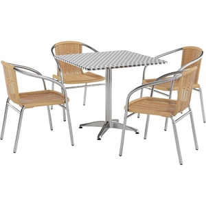 image:imageFlash Furniture 315 Square Aluminum IndoorOutdoor Table Set with 4 Dark Brown Rattan ChairsBeige