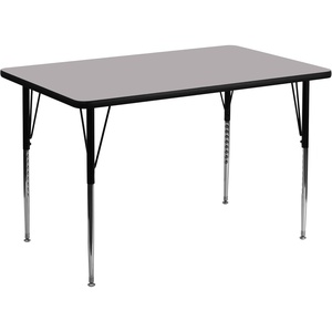 image:imageFlash Furniture 36W x 72L Rectangular Oak Thermal Laminate Activity Table  Standard Height Adjustable LegsGrey
