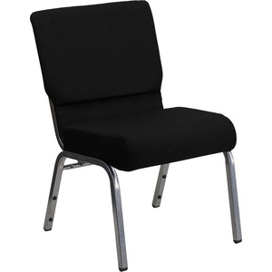image:imageFlash Furniture 4 Pack HERCULES Series 21W Stacking Church Chair in Black Fabric  Silver Vein FrameBlack FabricSilver Vein Frame